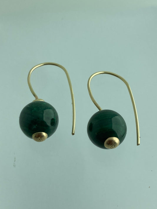 9ct gold Malachite earrings