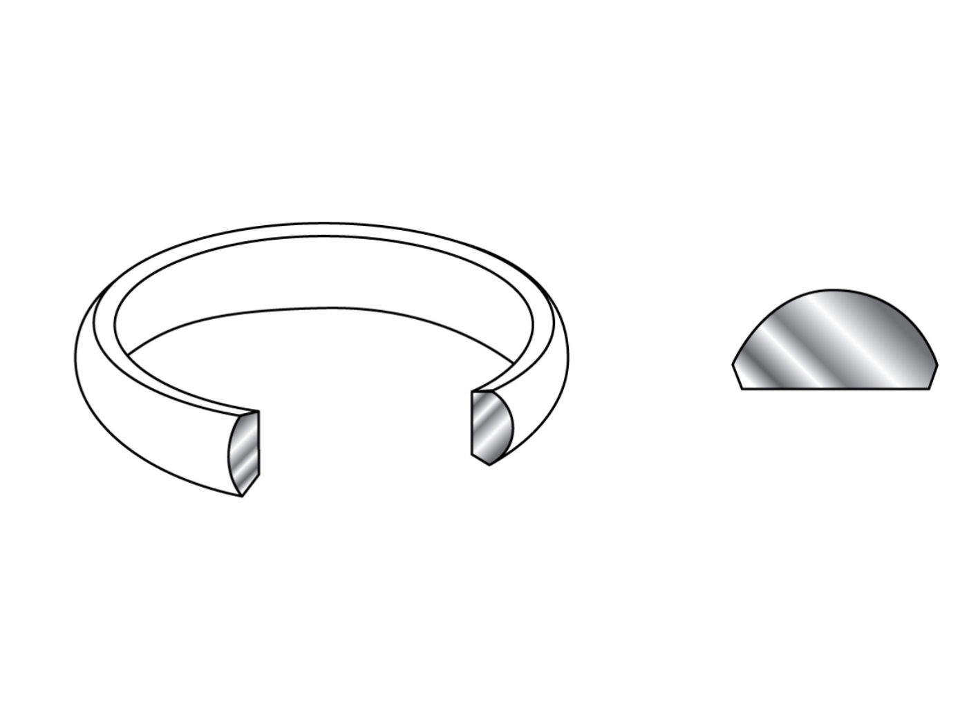 9ct Yellow Gold D shape Wedding Ring