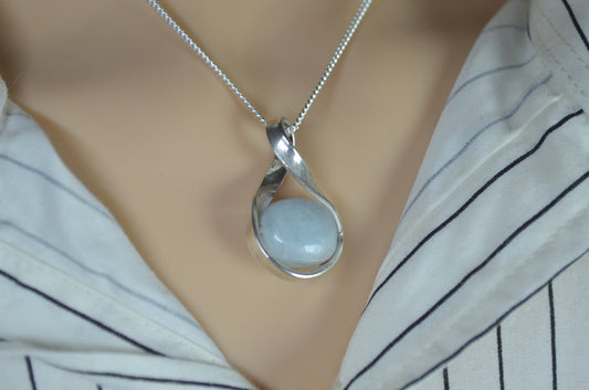 aquamarine necklace with silver chain