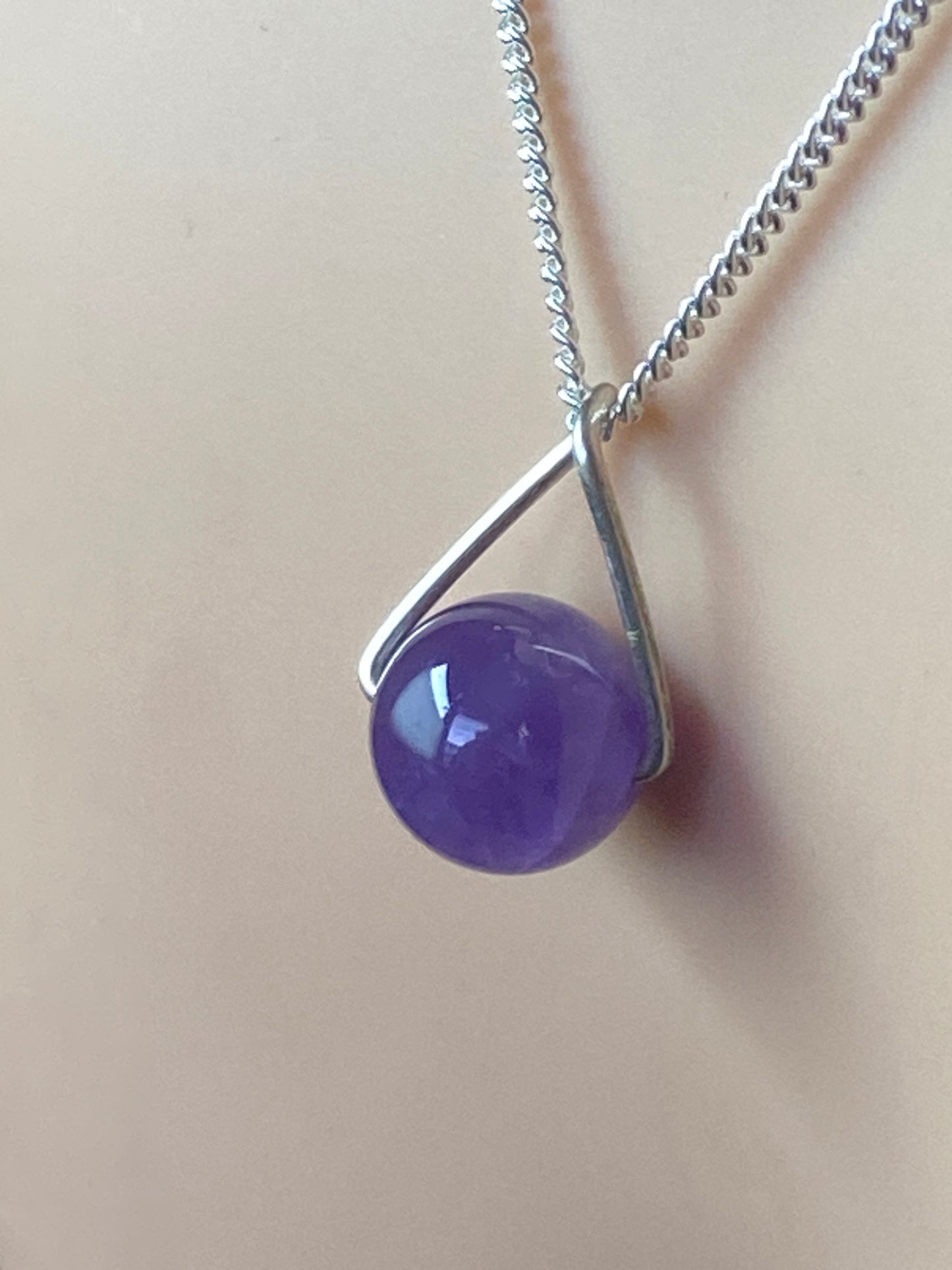 Amethyst necklace, 18” silver chain