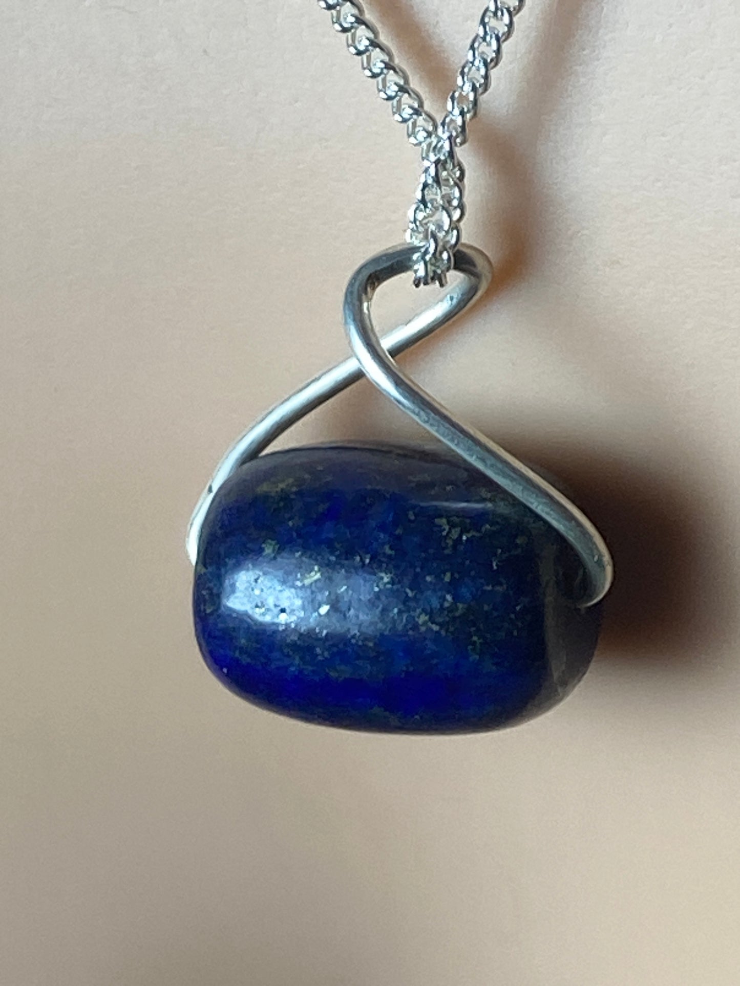 Silver necklace natural Lapis lazuli