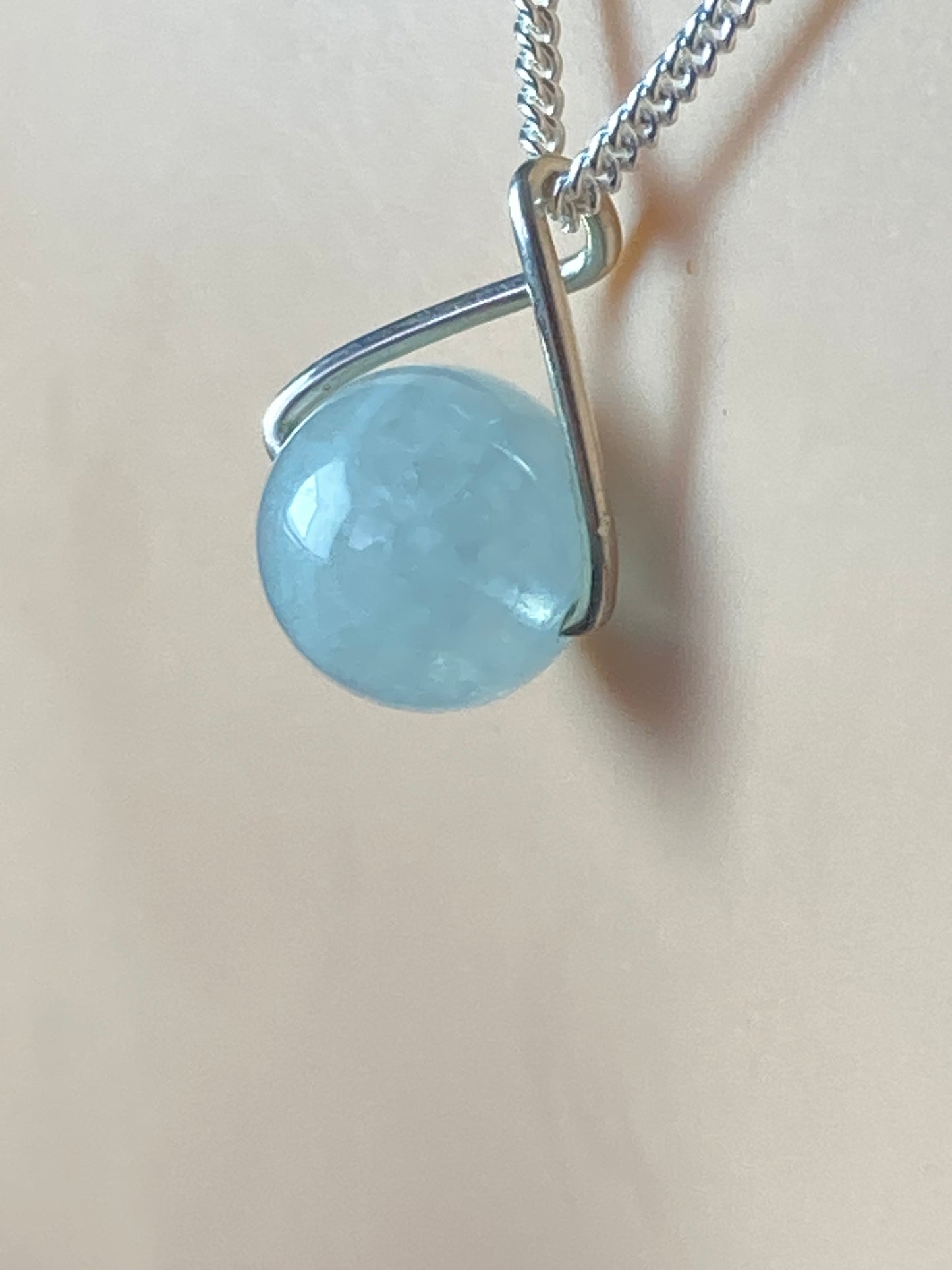 Aquamarine necklace with silver chain
