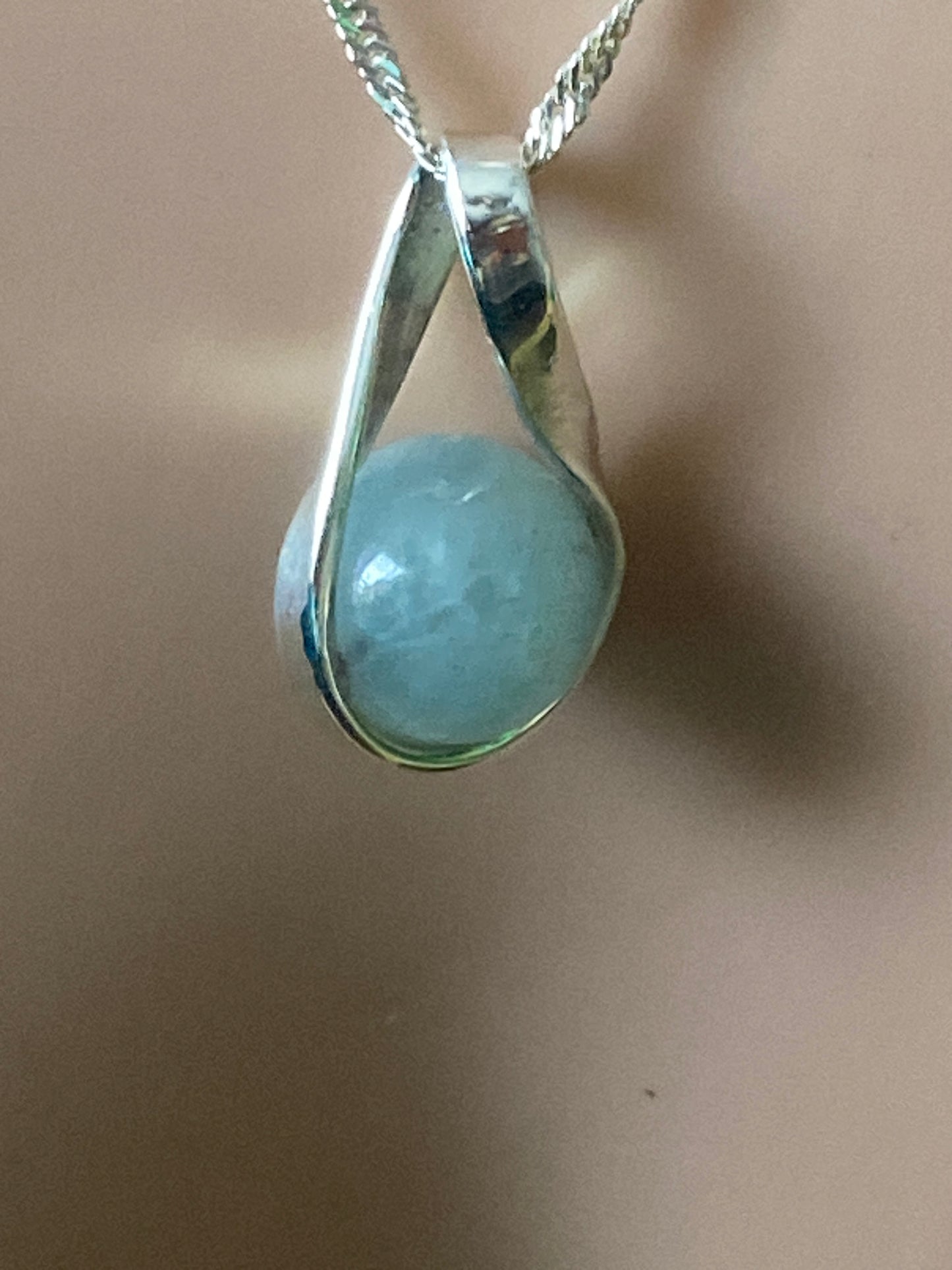 Aquamarine silver necklace