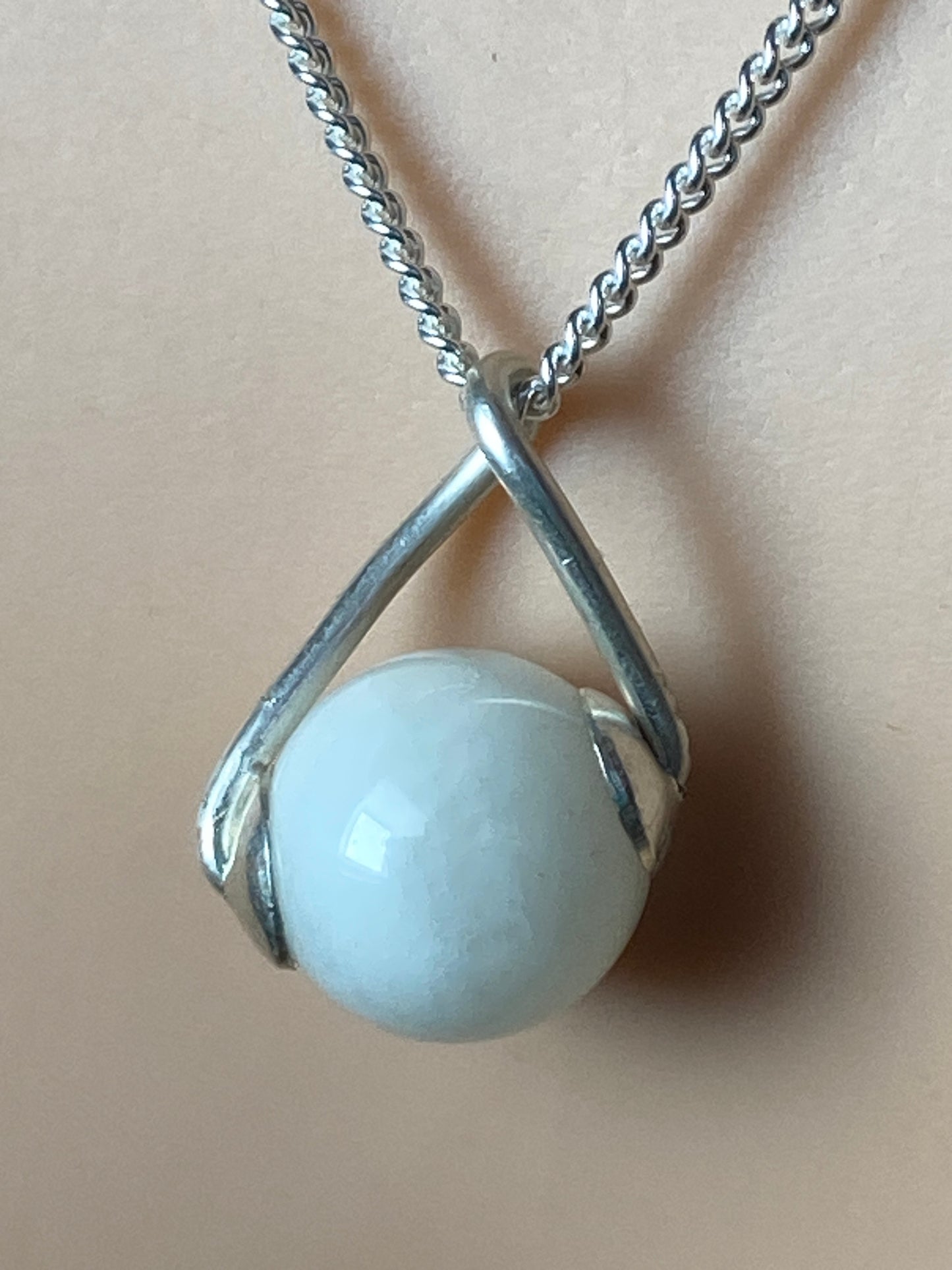 Silver White moonstone necklaces