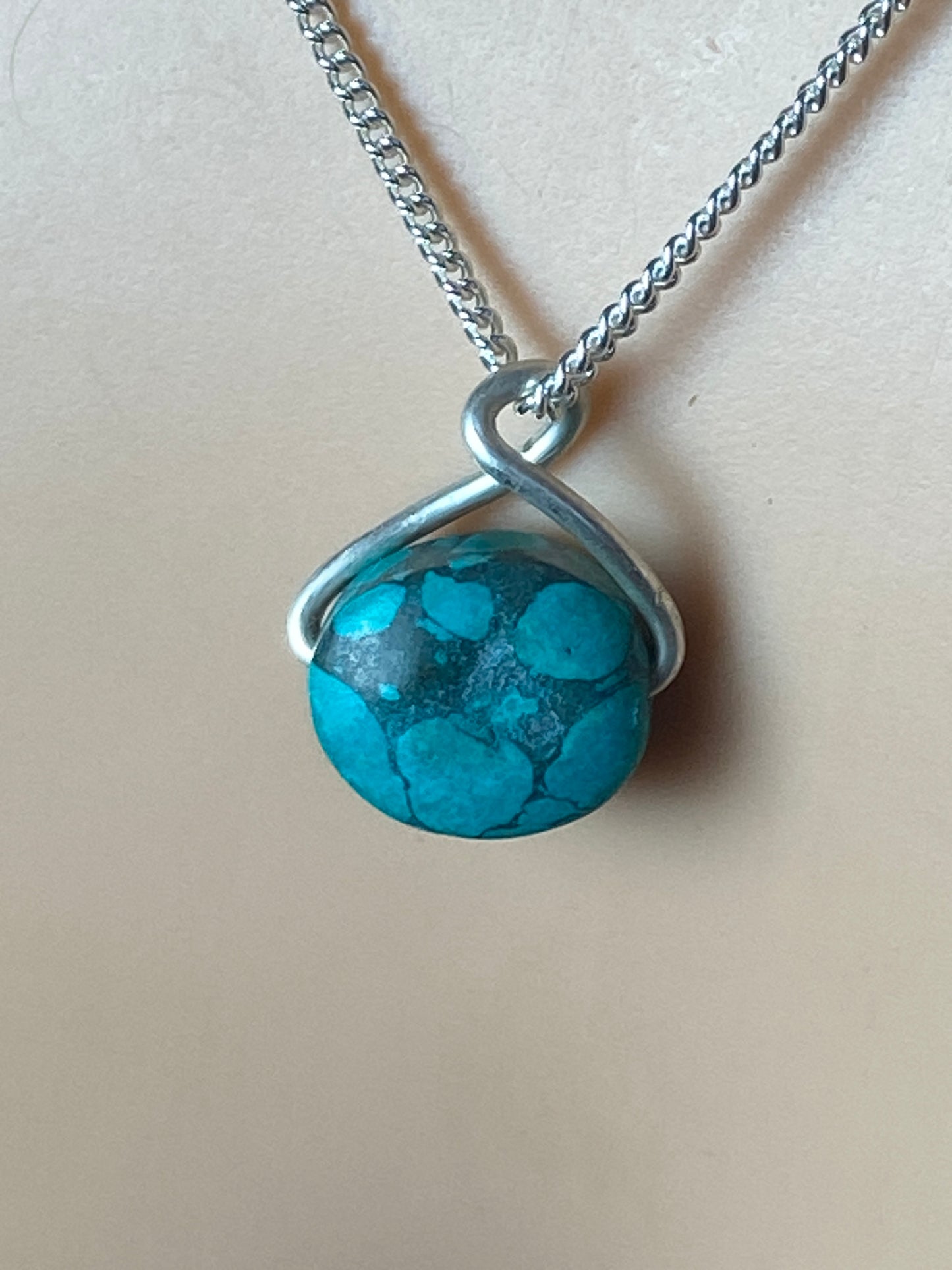 Turquoise Silver necklace, 18” silver chain