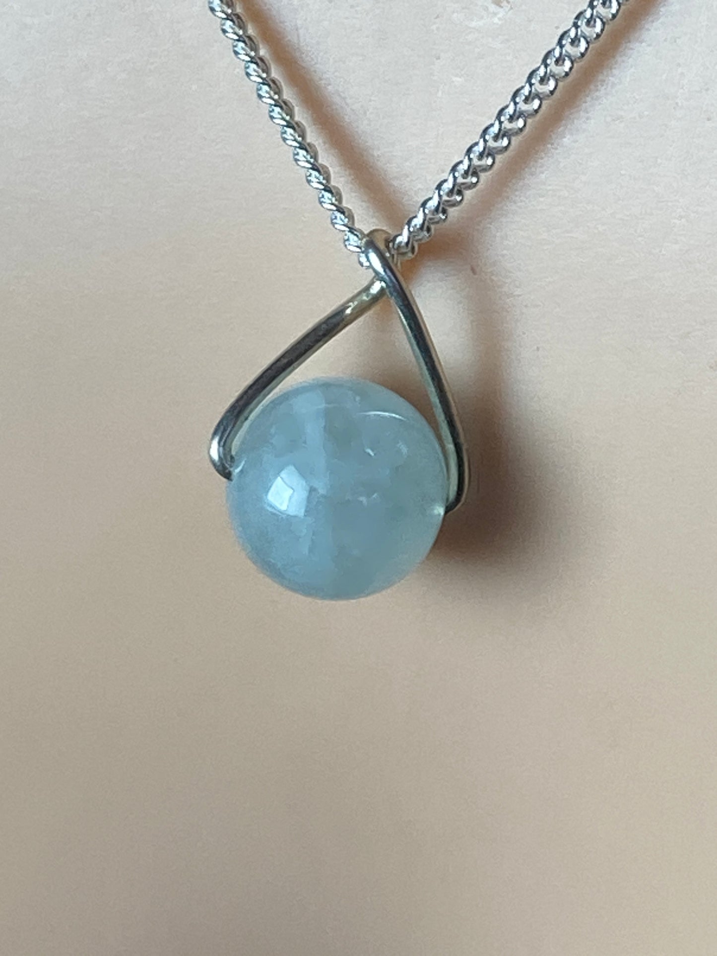 Aquamarine necklace with silver chain