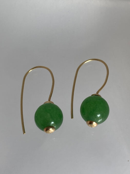 Gold Green Jade earrings
