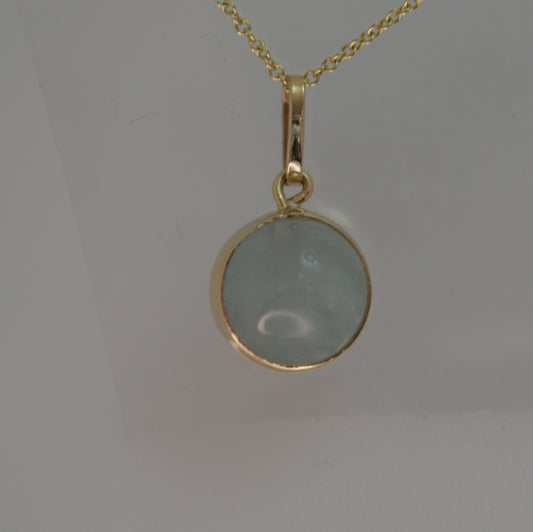 aquamarine necklace, 9ct gold pendant blue bell shape light blue gemstone, 18” chain uk hallmark