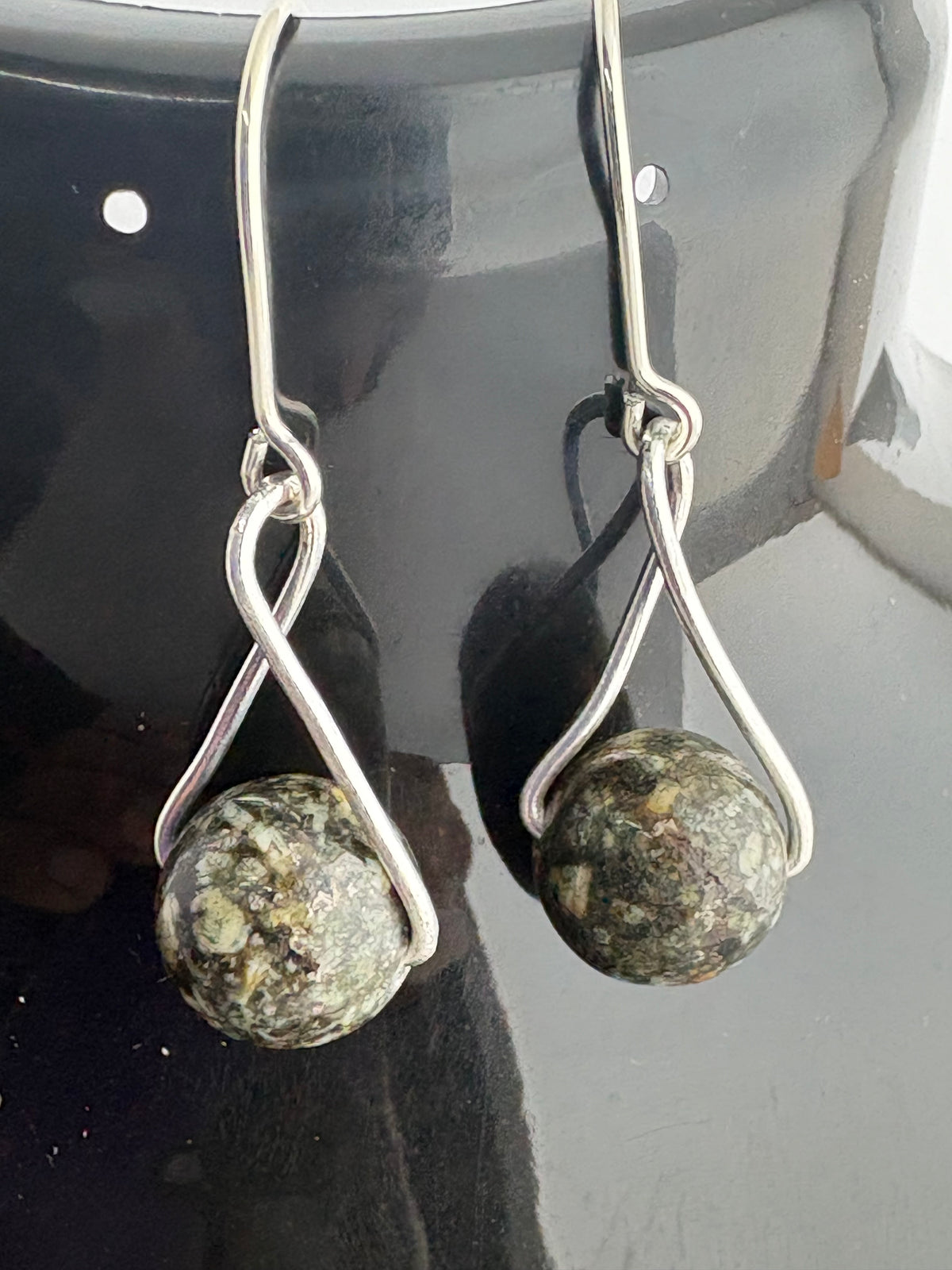Preseli Bluestone silver earrings, solid 925 sterling silver
