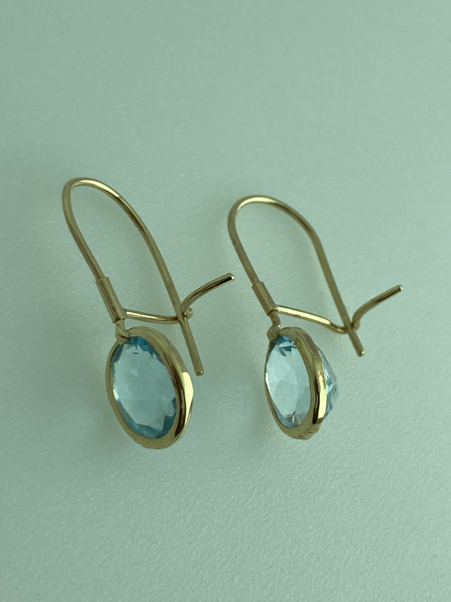 gold blue topaz earrings