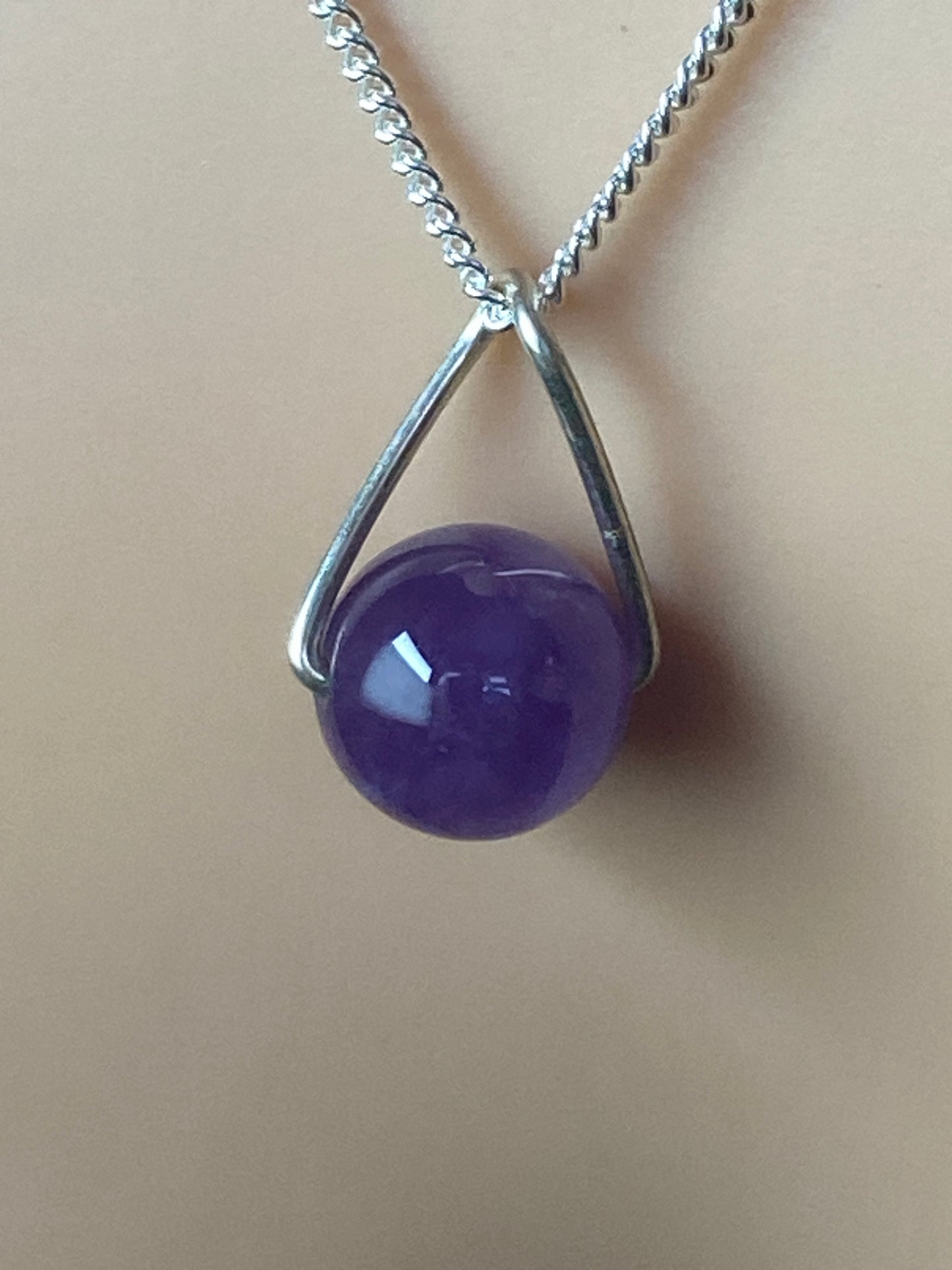 Amethyst necklace, 18” silver chain