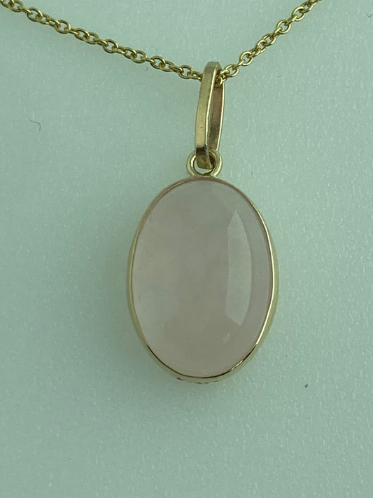 rose quartz 9ct gold necklace