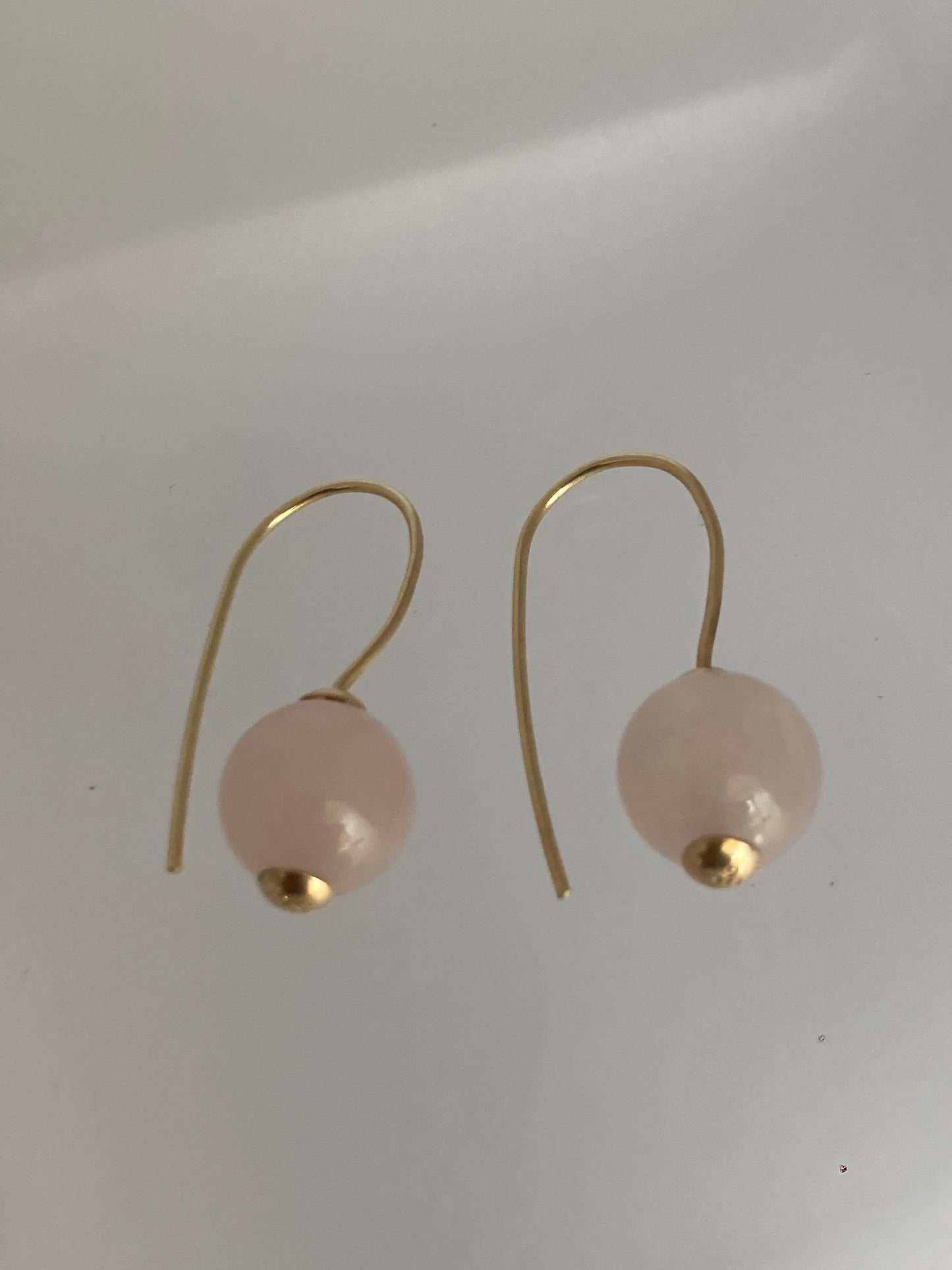 9ct gold rose quartz earrings