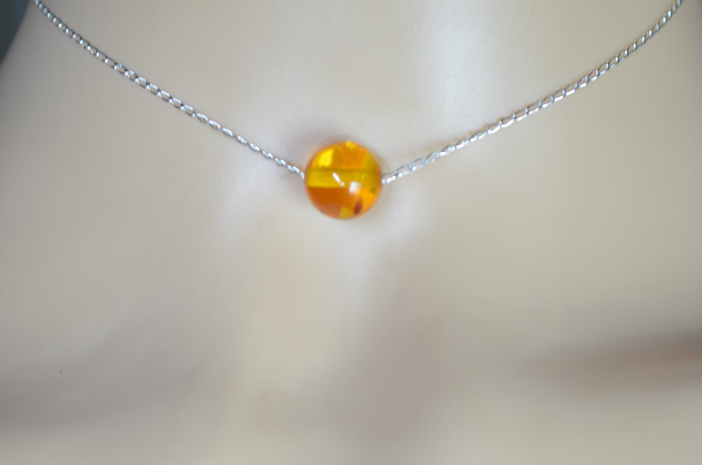 Silver Amber bead necklace