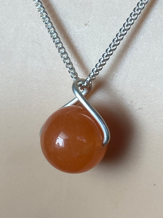 Aventurine Silver necklace, 18” silver chain