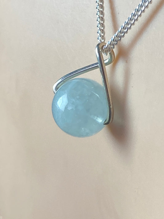 Aquamarine necklace with silver chain