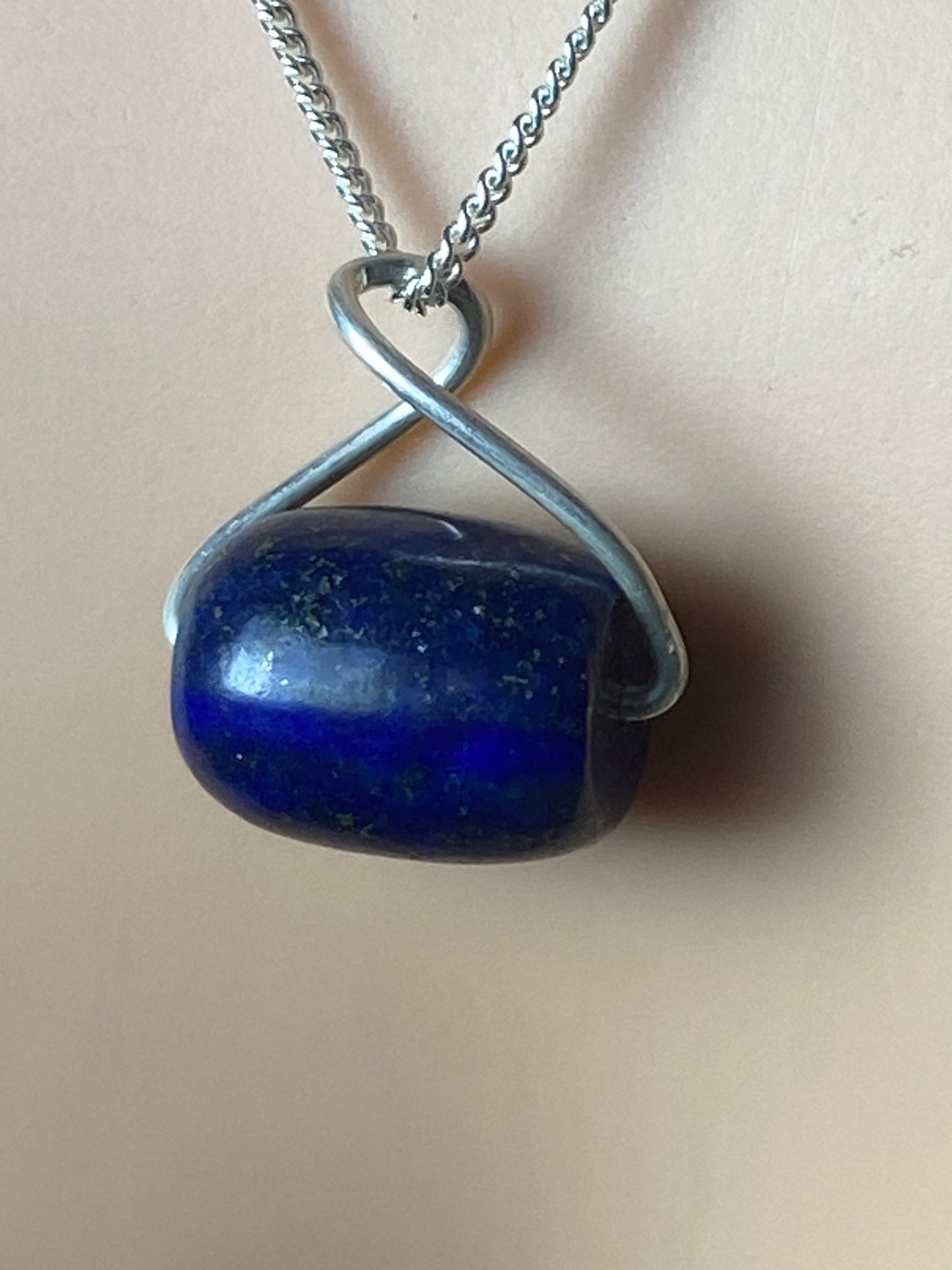 Silver necklace natural Lapis lazuli