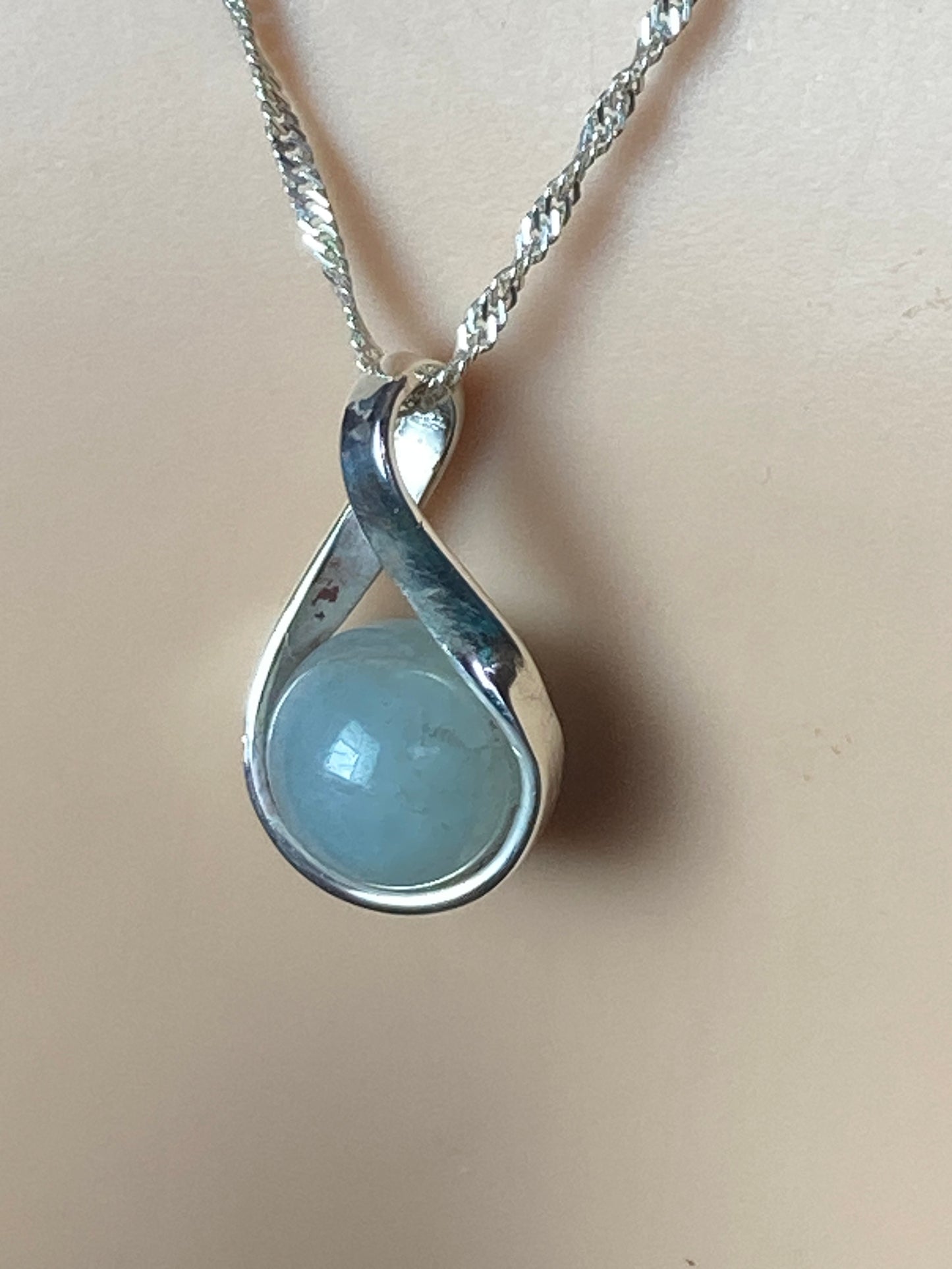 Aquamarine silver necklace