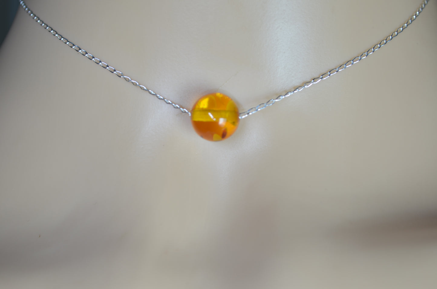 Silver Amber bead necklace