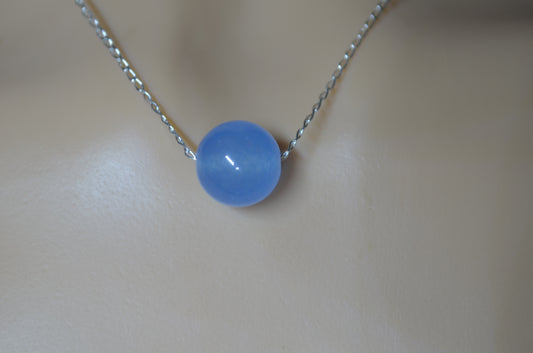 Silver Blue agate bead necklace