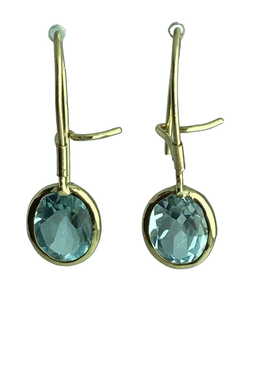 gold blue topaz earrings