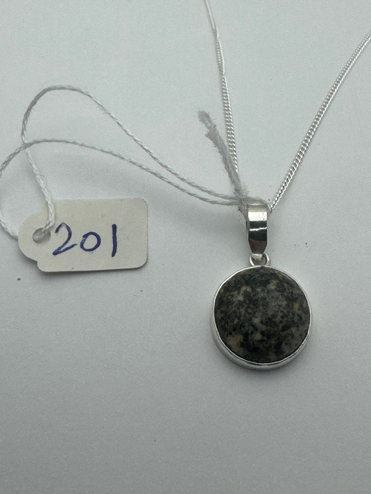 Preseli Bluestone and silver necklace, solid 925 sterling silver, 18” chain