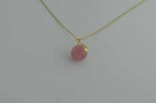 gold pink Jade necklace