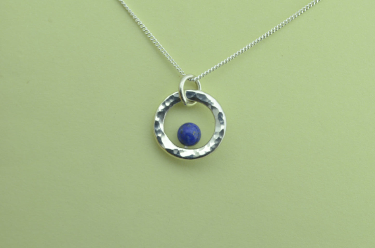 Silver Lapis lazuli necklace, 18” silver chain