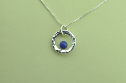 Silver Lapis lazuli necklace, 18” silver chain