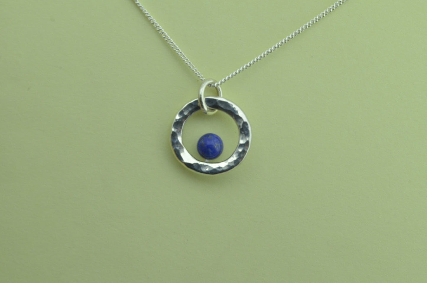 Silver Lapis lazuli necklace, 18” silver chain