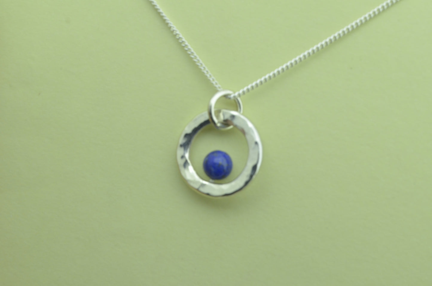 Silver Lapis lazuli necklace, 18” silver chain