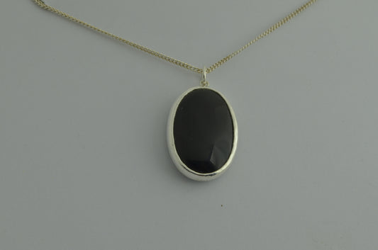 Silver black onyx necklace