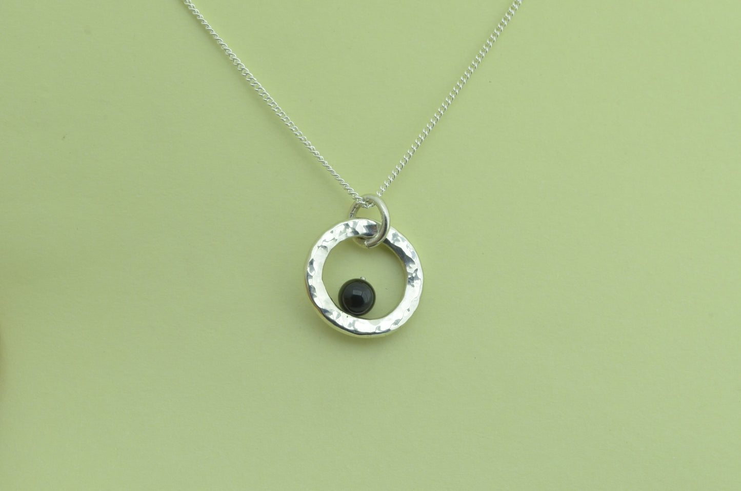 Silver black onyx necklace