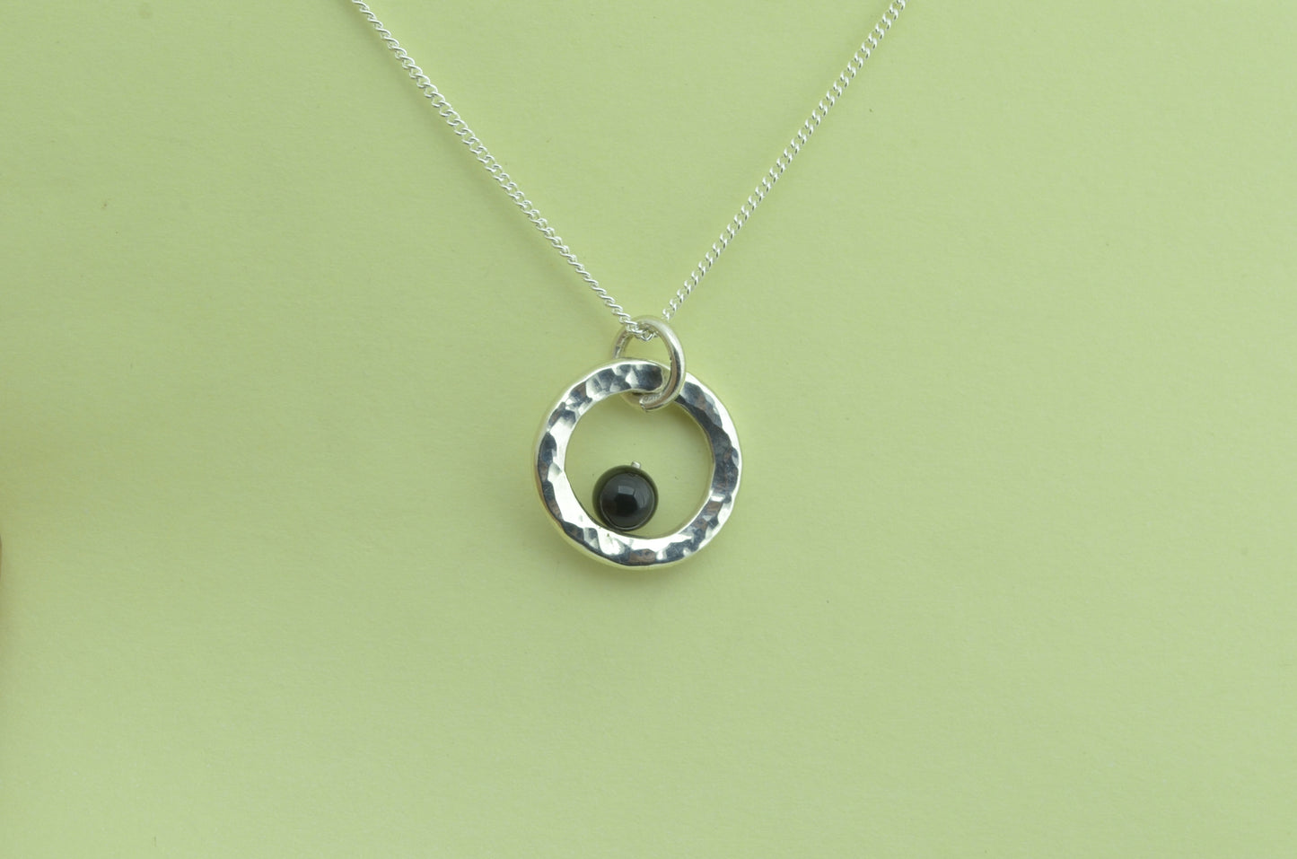 Silver black onyx necklace