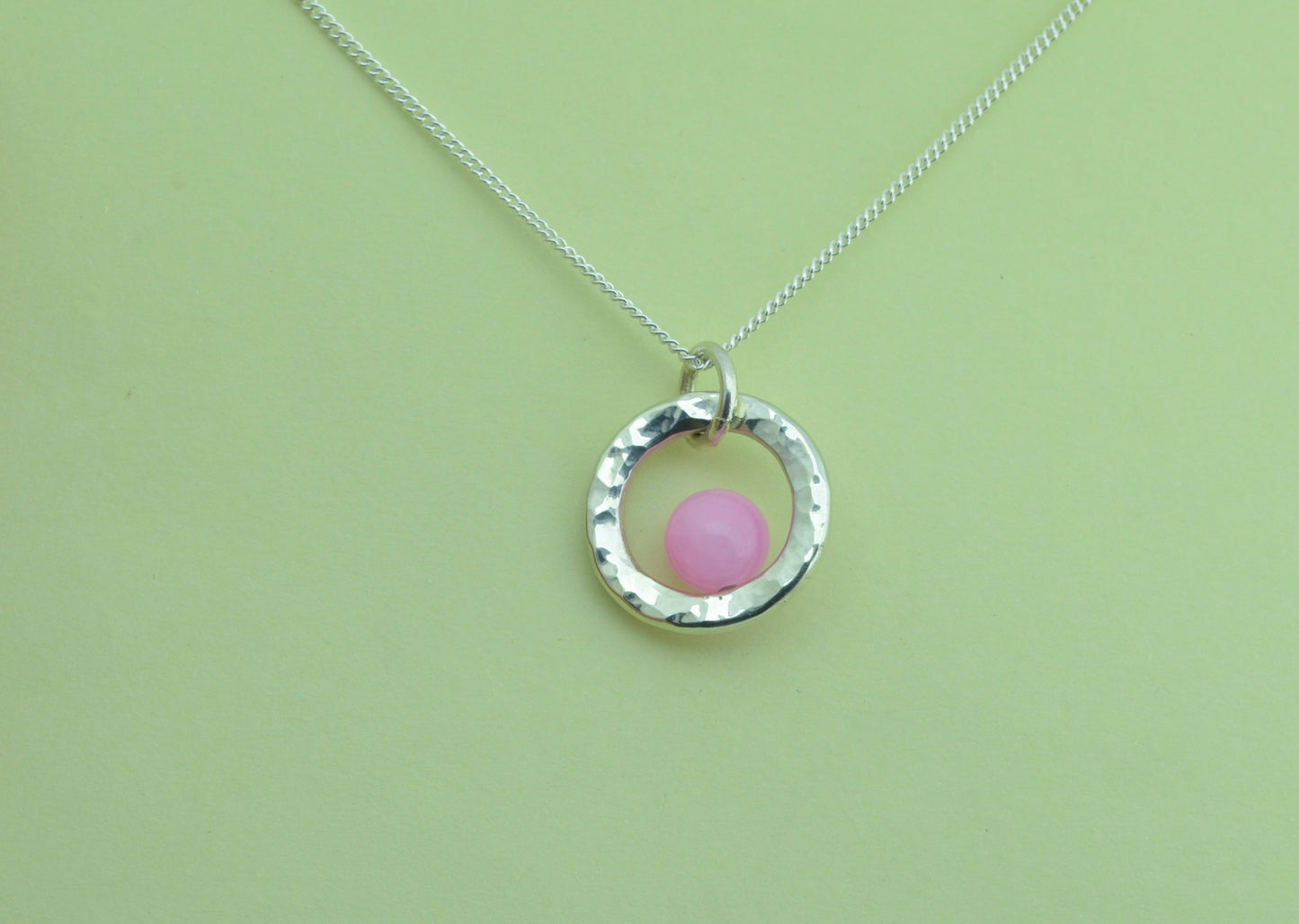 Silver Pink Jade necklace