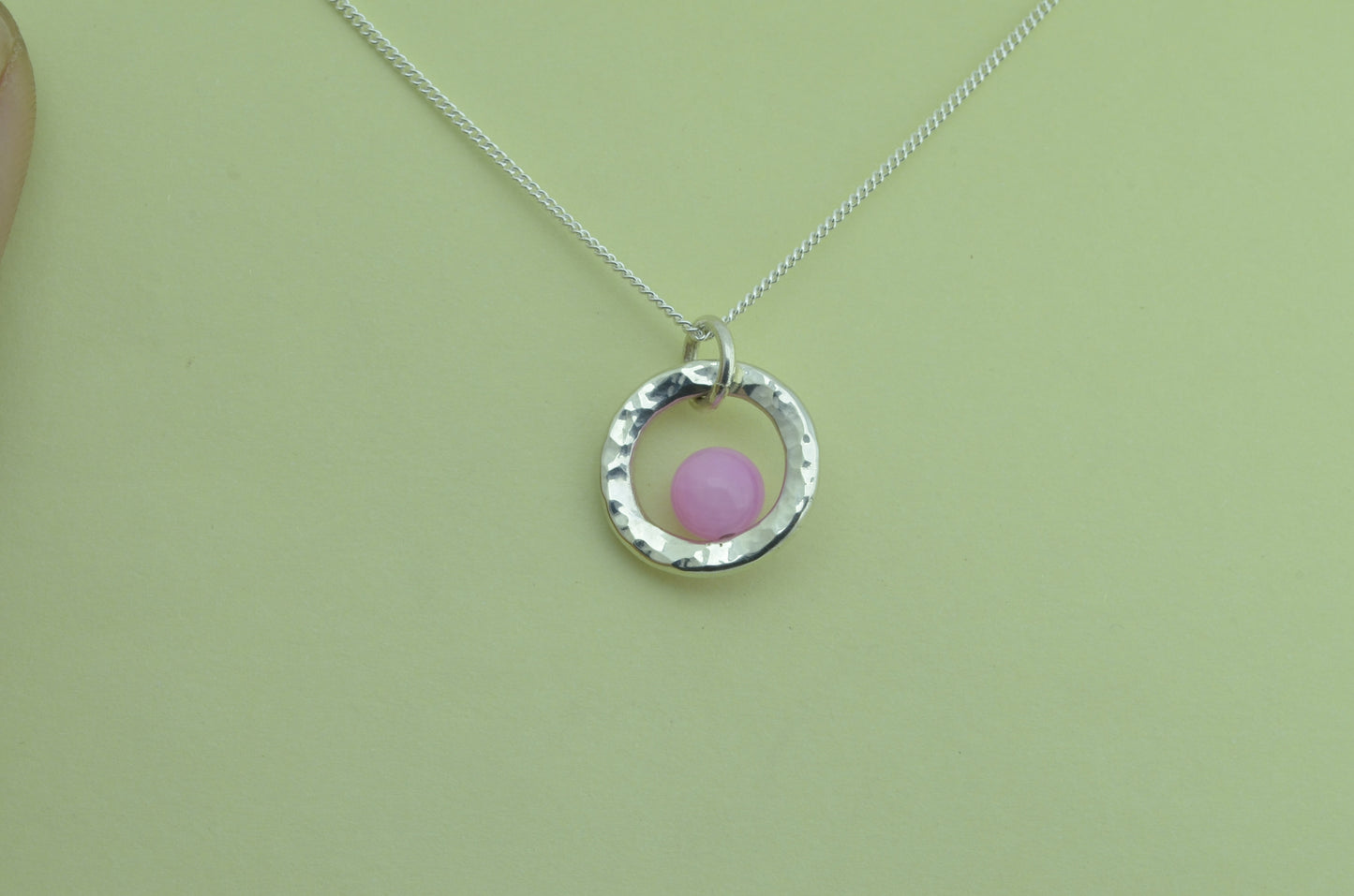 Silver Pink Jade necklace