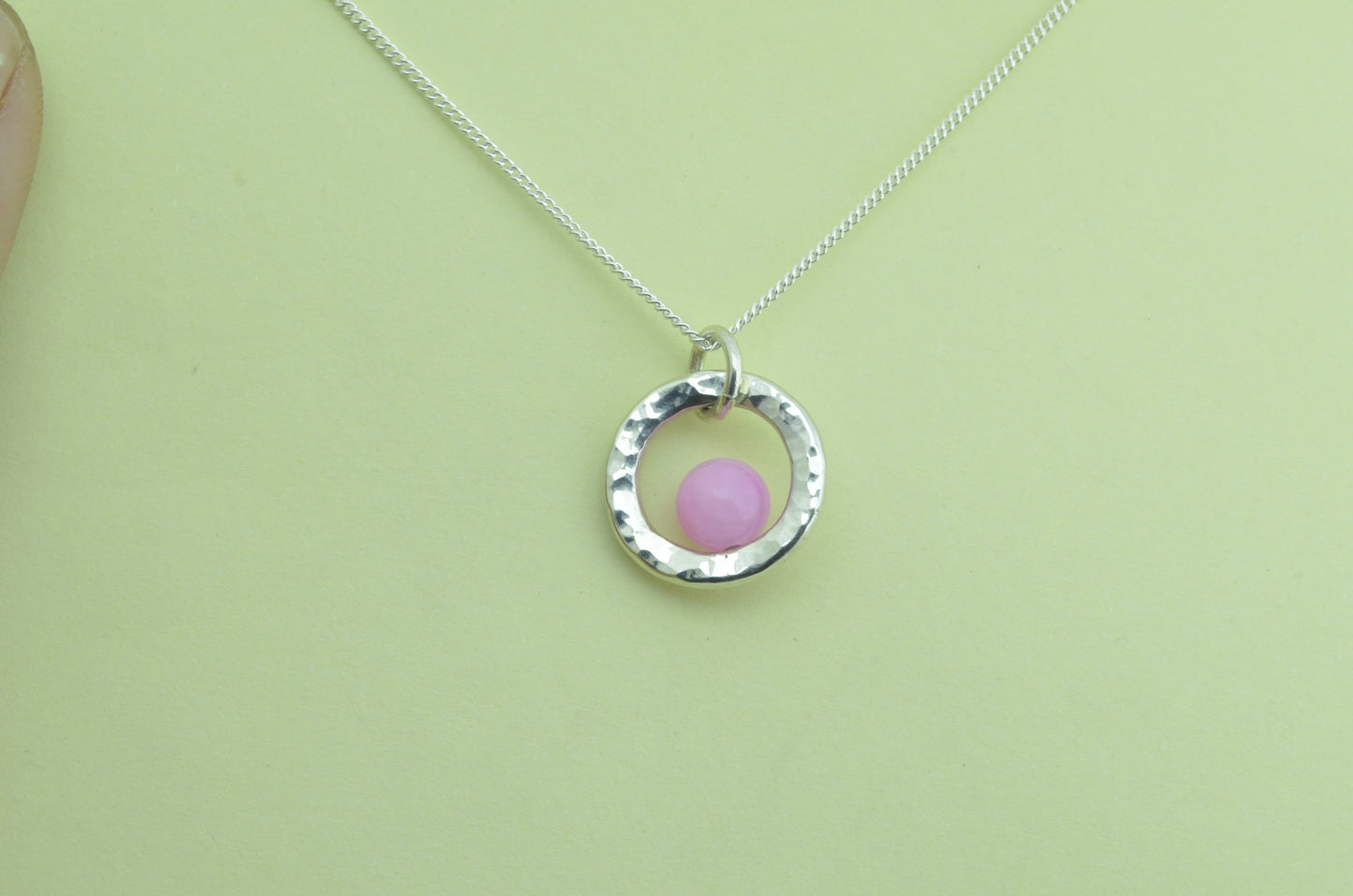 Silver Pink Jade necklace