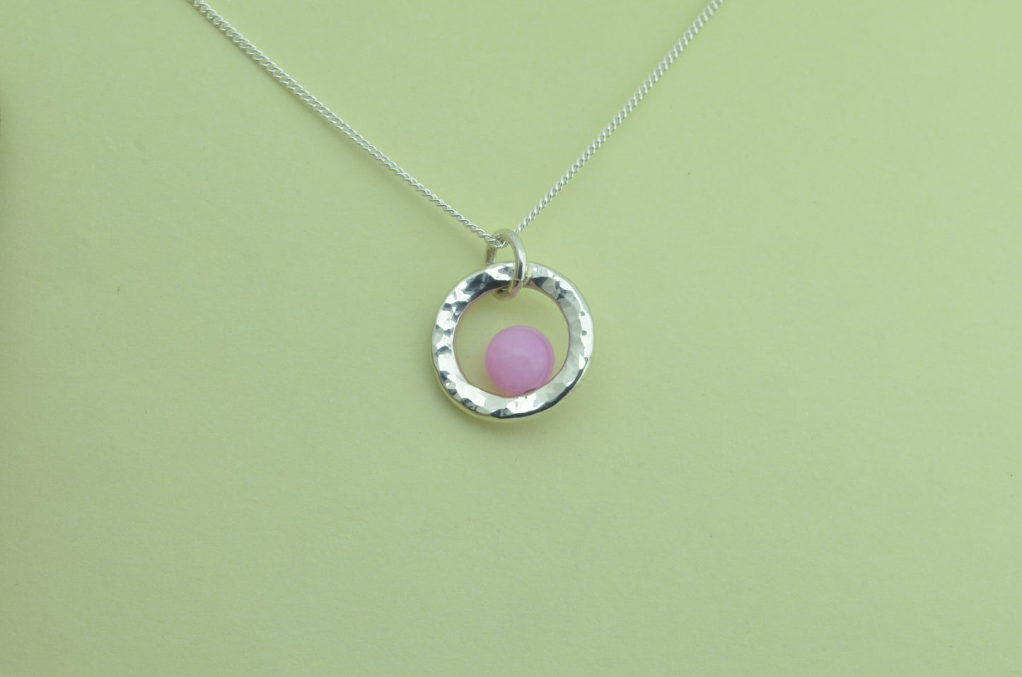 Silver Pink Jade necklace