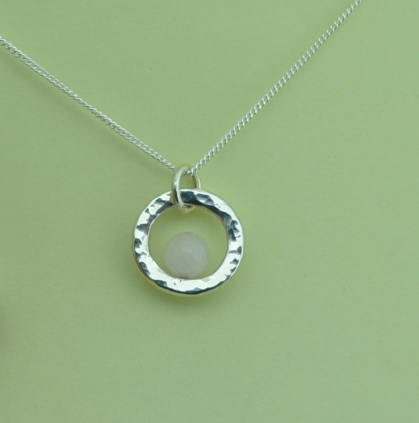 Silver Rose quartz necklace