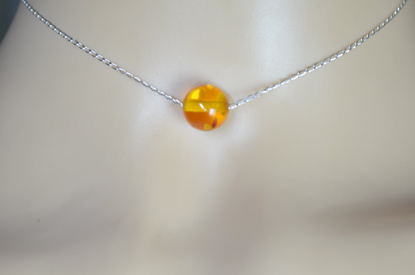 Silver Amber bead necklace
