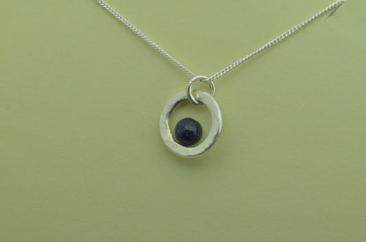 Silver Blue goldstone necklace