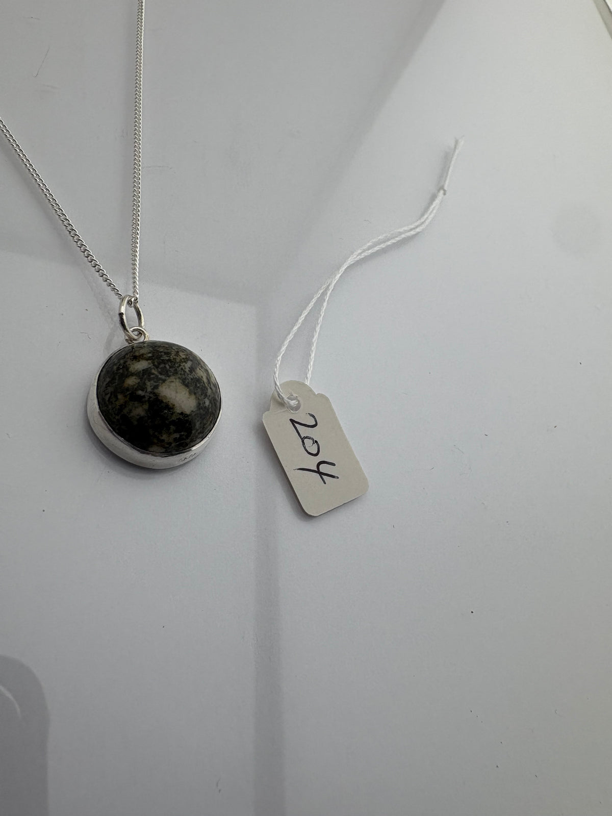 Preseli Bluestone and silver necklace, solid 925 sterling silver, 18” chain
