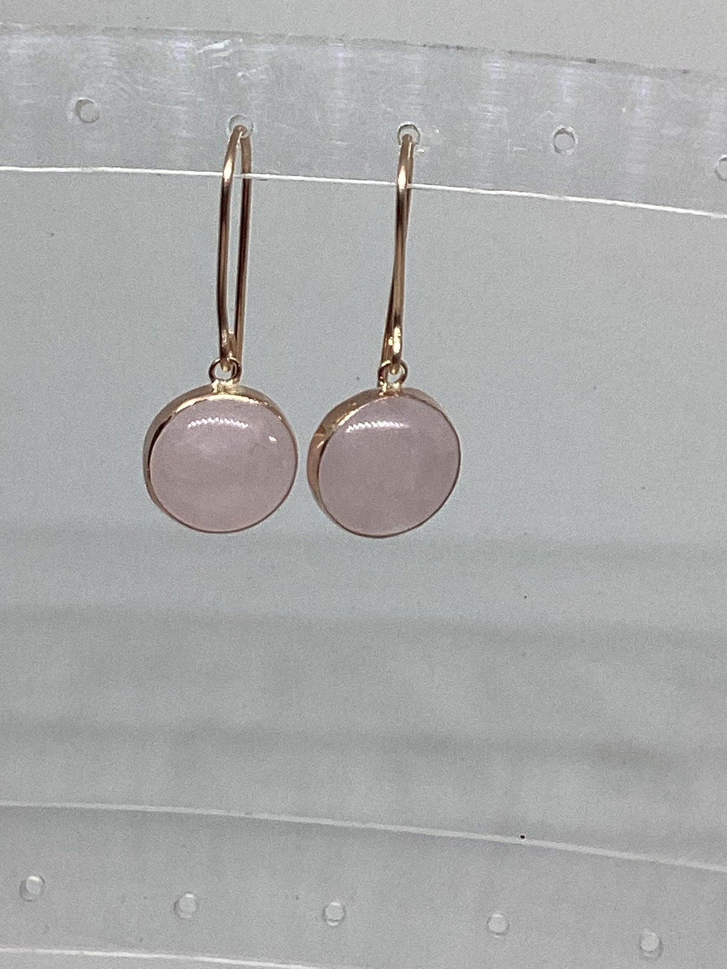 rose quartz Earrings, solid 9ct Rose gold, pink stones dangle earrings