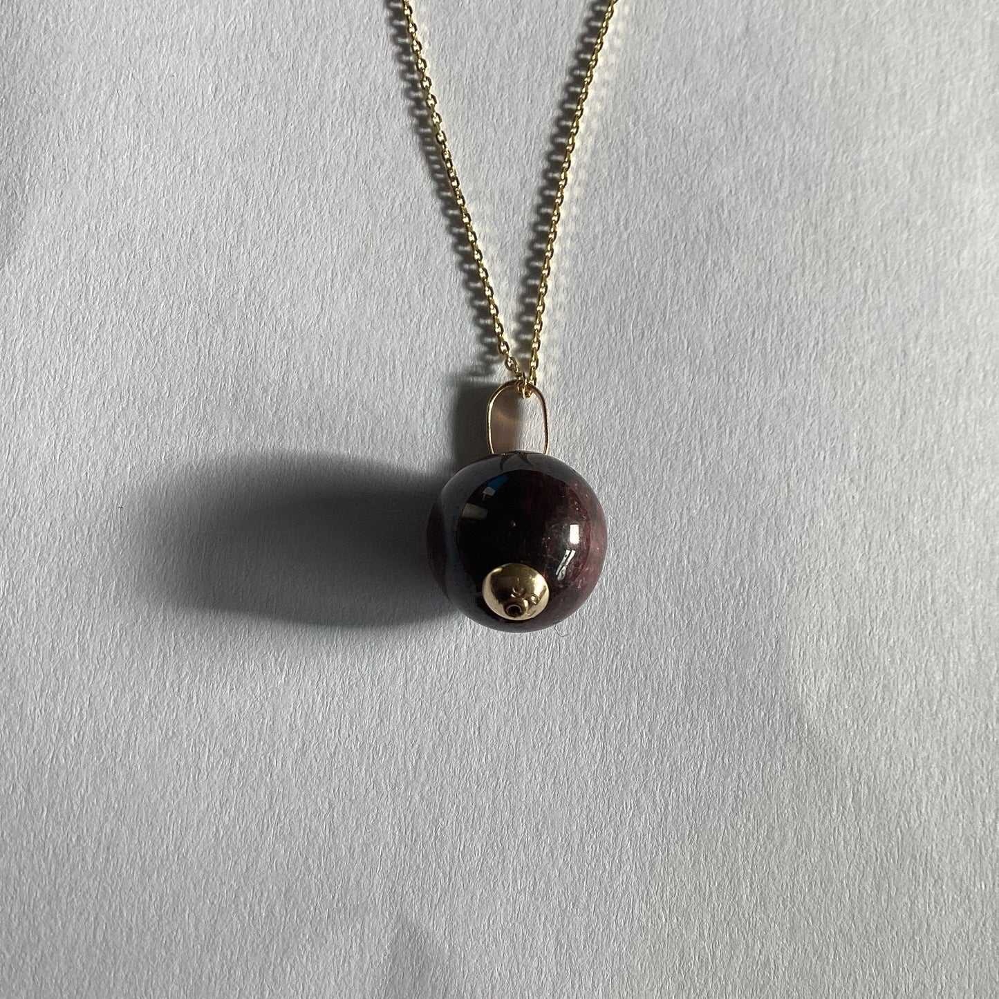 garnet gold pendant, solid 9ct yellow gold necklace, natural oval red stone