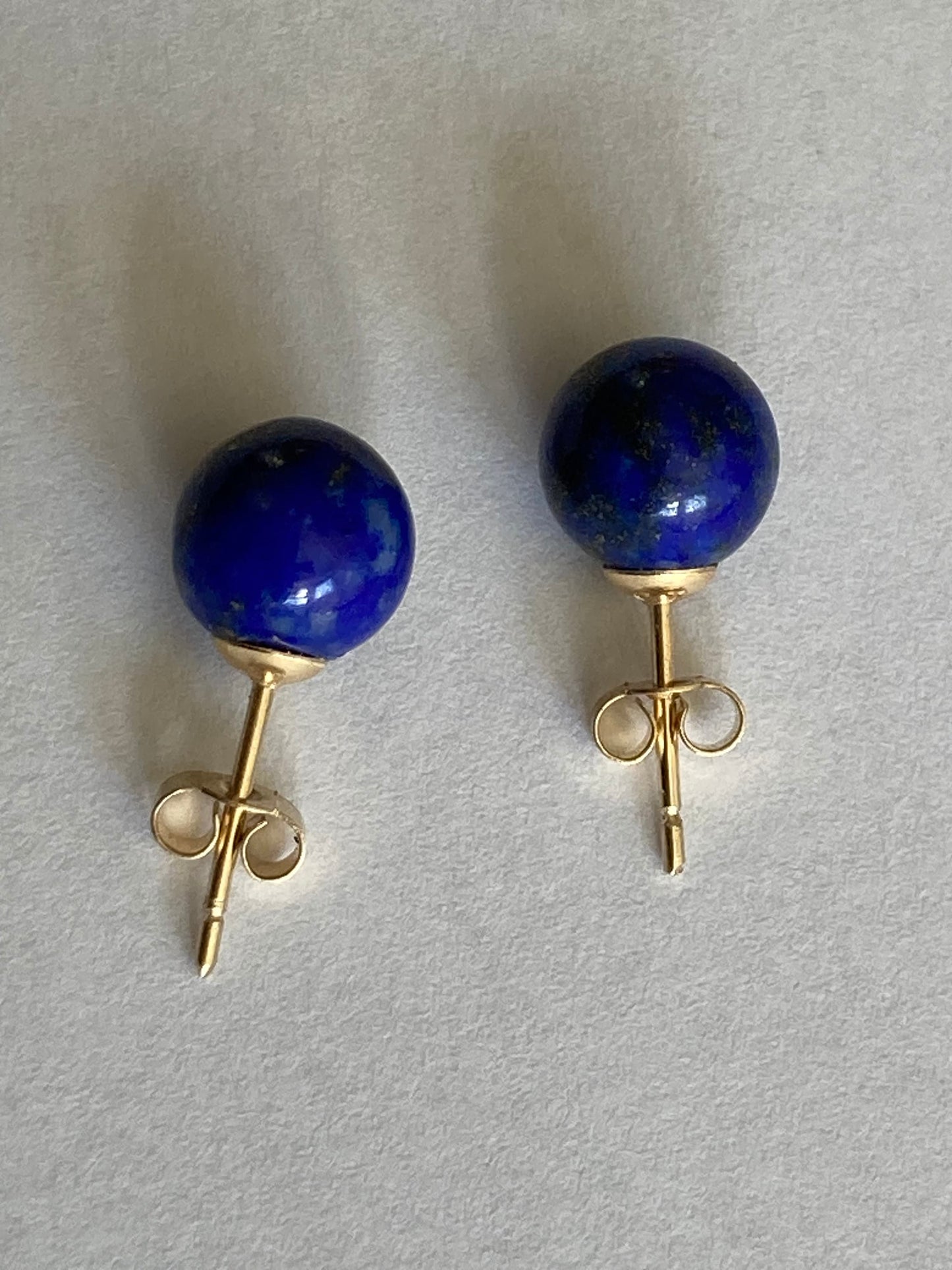 9ct Gold Lapis lazuli Earrings, solid 9ct yellow gold, natural blue gemstones