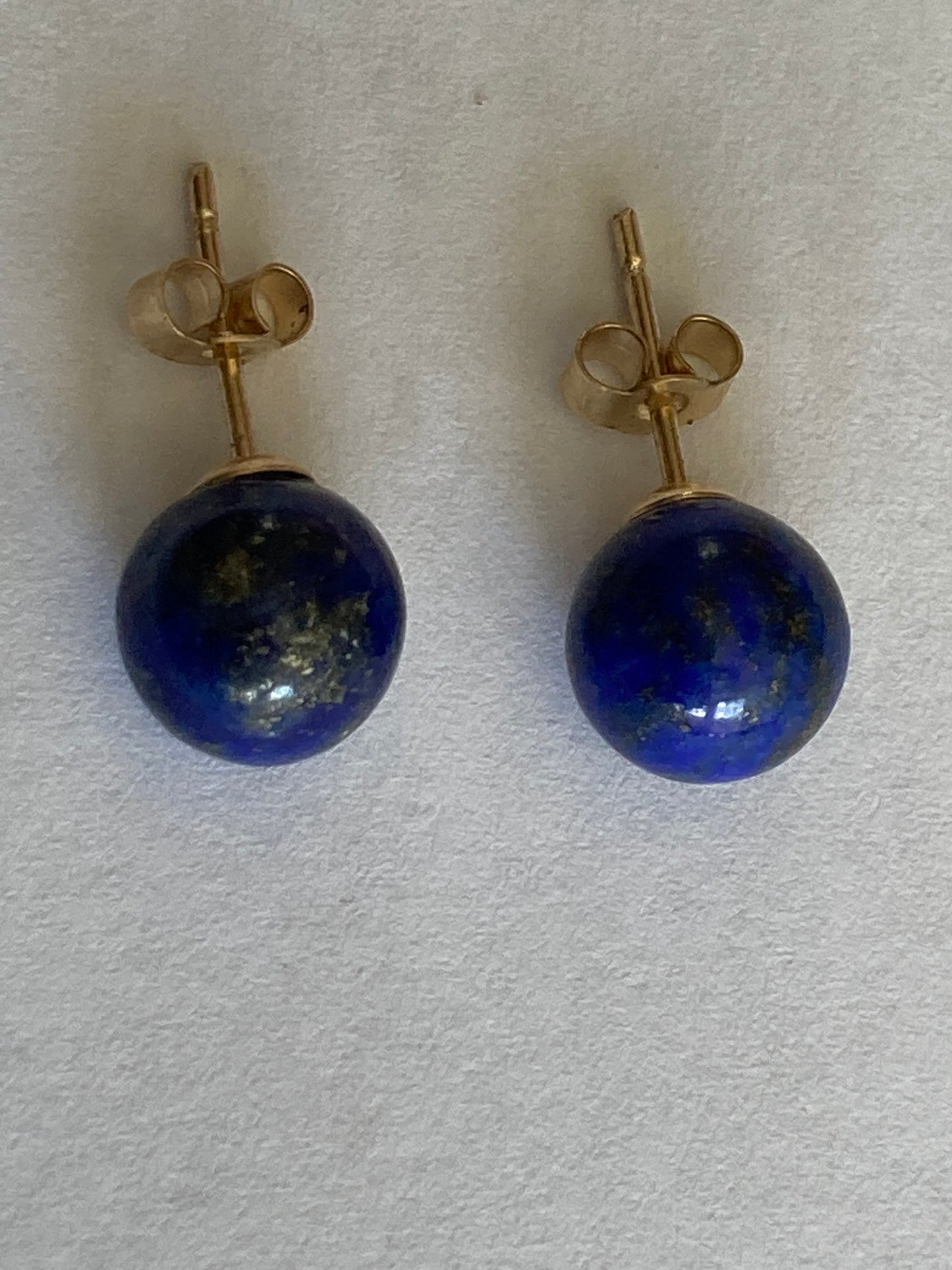 9ct Gold Lapis lazuli Earrings, solid 9ct yellow gold, natural blue gemstones