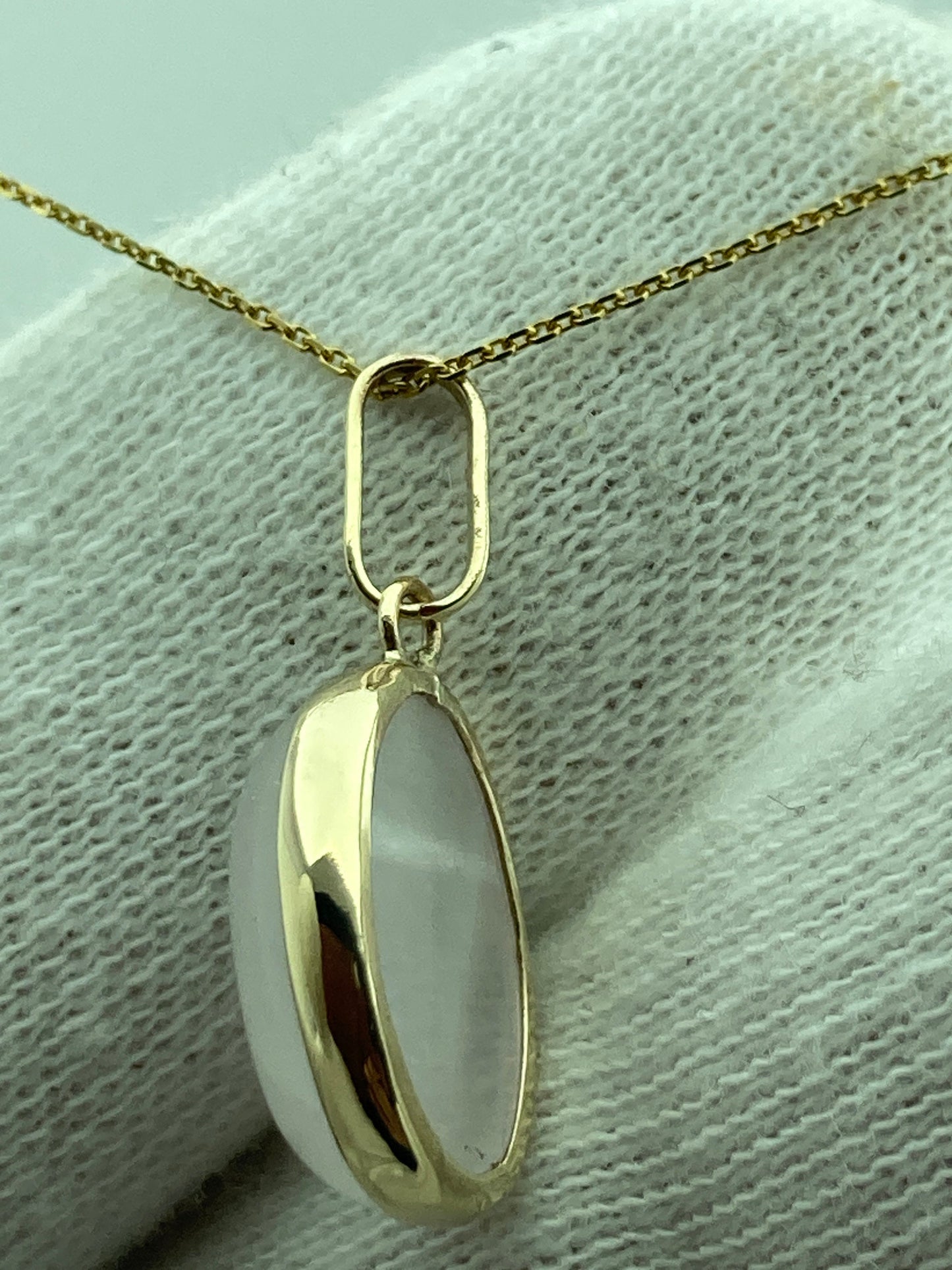 Gold Rose quartz necklace, solid 9ct yellow gold, natural oval pink stone, 18” chain, handmade jewellery