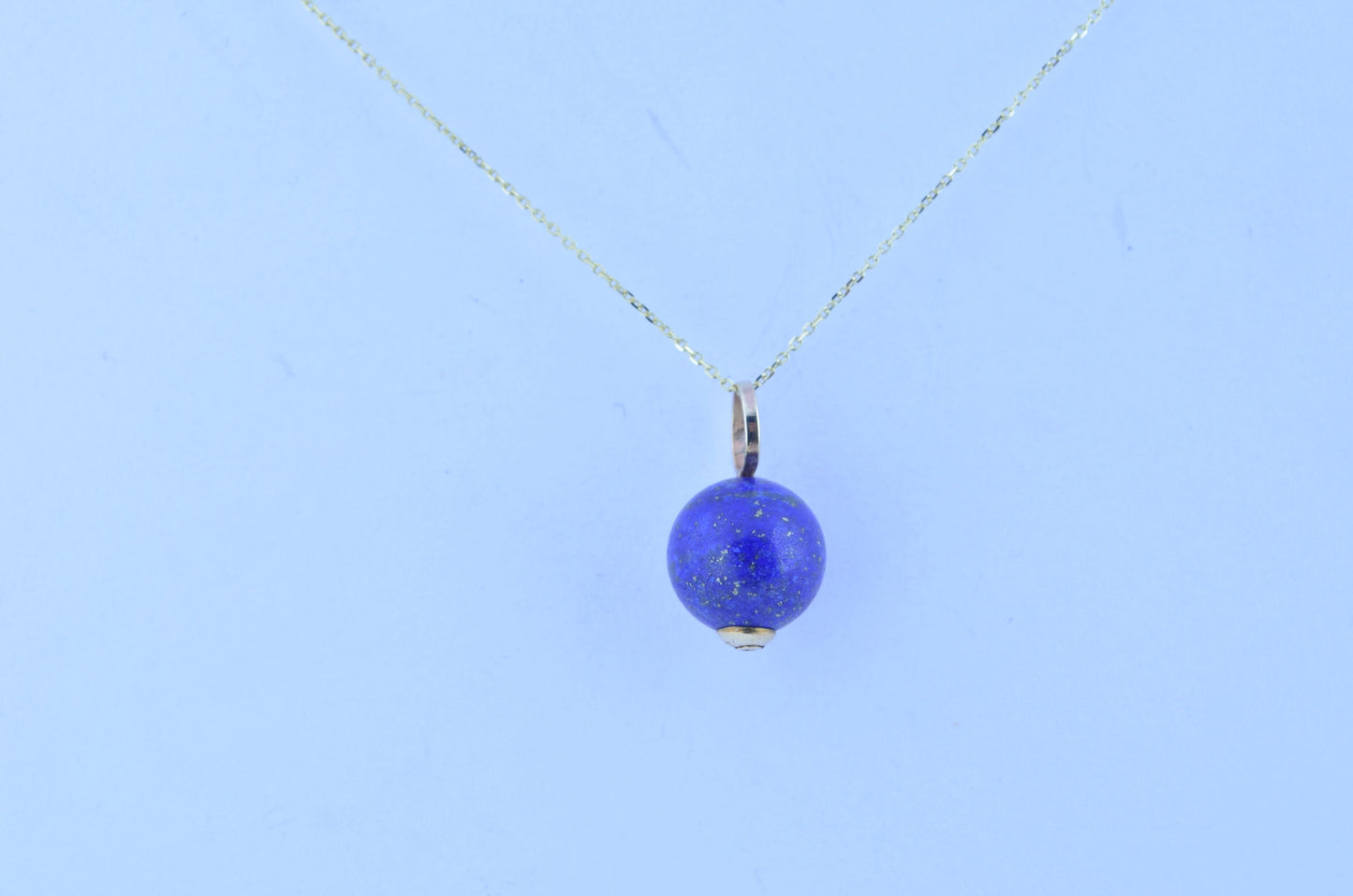 9ct gold lapis lazuli gold pendant, natural bell shape blue gemstone necklace, 18” chain a uk hallmark