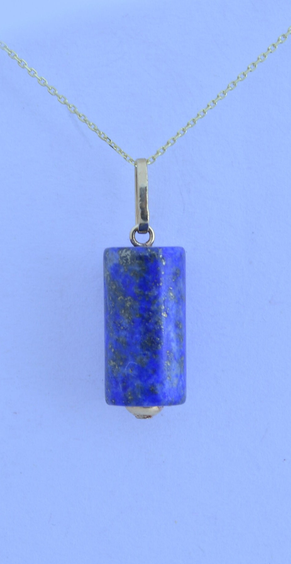 lapis lazuli gold necklace, natural blue gemstone pendant, 18” chain a uk hallmark