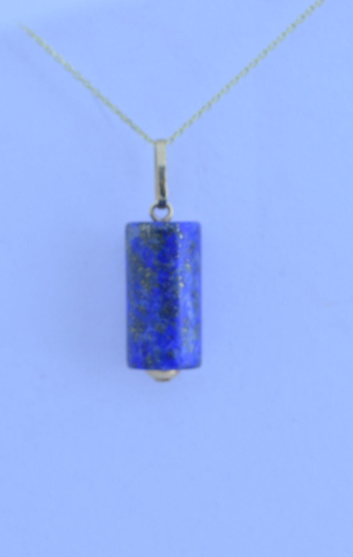 lapis lazuli gold necklace, natural blue gemstone pendant, 18” chain a uk hallmark
